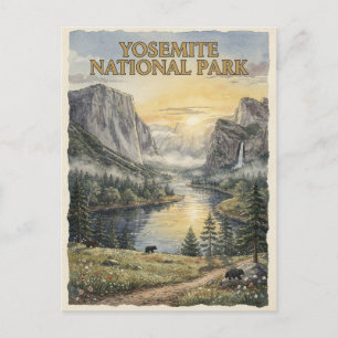 Carte Postale Voyage dans le Parc national de Yosemite Vintage