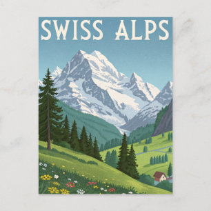 Carte Postale Voyage dans les Alpes suisses
