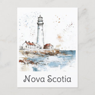 Carte Postale Voyage d'aquarelle du phare de la Nouvelle-Écosse 