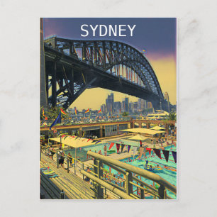 Carte Postale Voyage d'art numérique du pont du port de Sydney