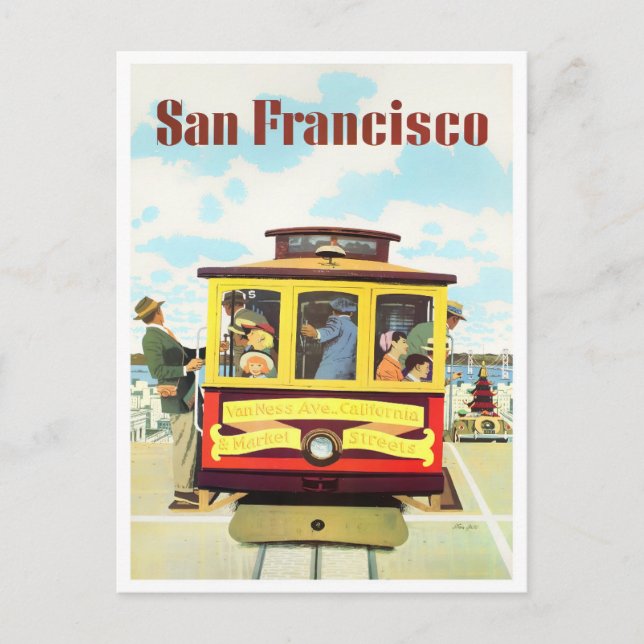 Carte postale voyage de San Francisco funiculaire (Devant)