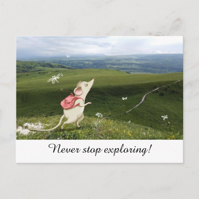Carte Postale Voyage de souris cartonné (Devant)