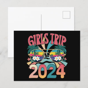 Carte Postale Voyage des filles Groovy 2024 Week-end Été Plage 