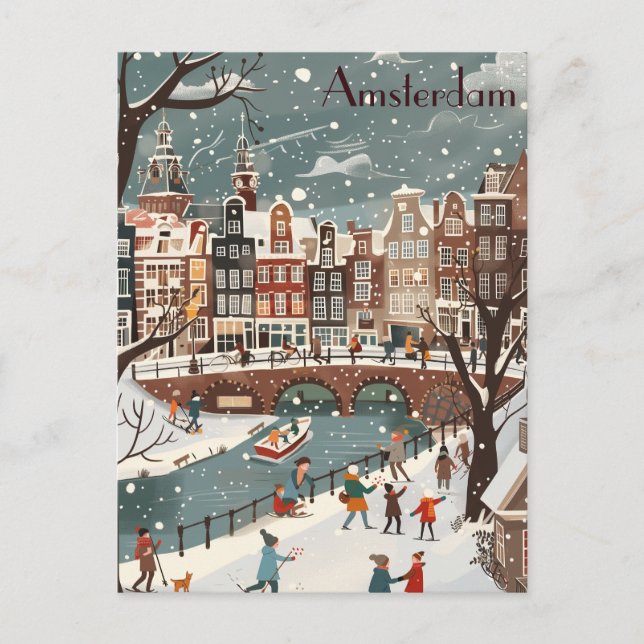 Carte Postale Voyage d'hiver à Amsterdam (Devant)