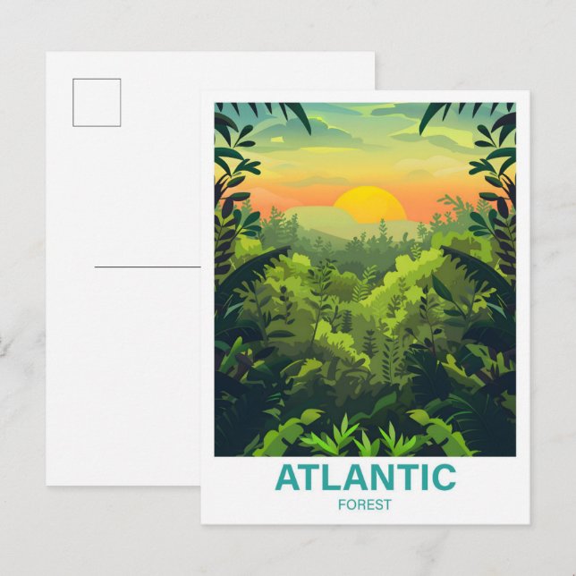Carte Postale Voyage d'illustration de la forêt atlantique (Devant / Derrière)