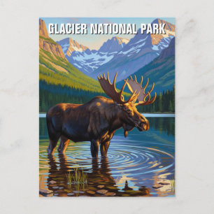 Carte Postale Voyage d'orignal dans le parc national de Glacier