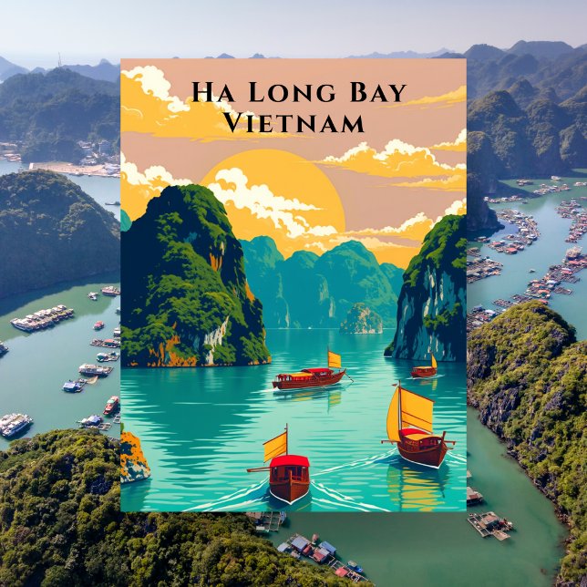 Carte Postale Voyage en bateau à Ha Long Bay Vietnam (Ha Long Bay Vietnam Boat Trip Postcard)