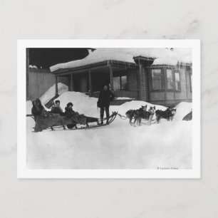 Carte Postale Voyage en famille par Dog Sled en Alaska