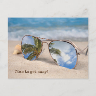 carte postale voyage lunettes de soleil tropicales