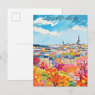 Carte Postale Voyage Luxembourg Peinture de Ville Esthétique