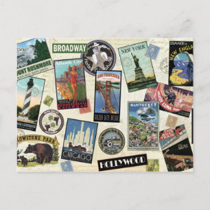 Carte Postale Voyage Moderne Vintage États-Unis