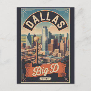Carte Postale Voyage rétro à Dallas Texas Big D