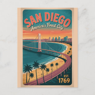 Carte Postale Voyage Rétro à San Diego Californie