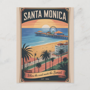 Carte Postale Voyage Rétro à Santa Monica Californie