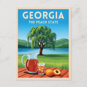 Carte Postale Voyage Rétro Géorgie Peach State Paysage Rétro