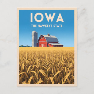 Carte Postale Voyage Rétro Iowa Paysage Agricole Rétro Cœur du P