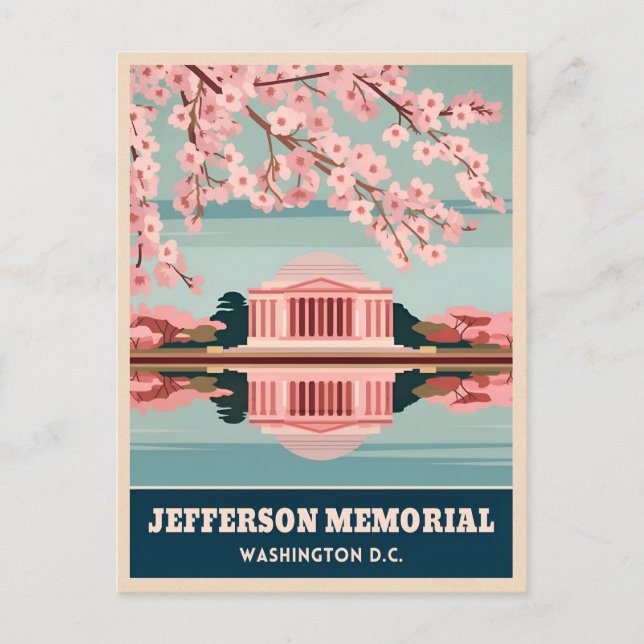 Carte Postale Voyage Rétro Mémorial Jefferson Washington DC (Devant)