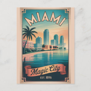 Carte Postale Voyage Rétro Miami Floride Magic City