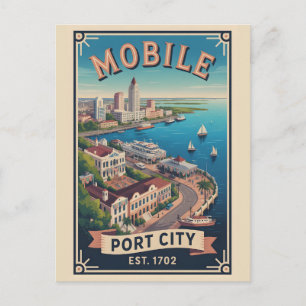 Carte Postale Voyage Rétro Mobile Alabama