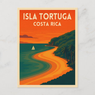 Carte Postale Voyage Rétro Vintage Costa Rica Isla Tortuga