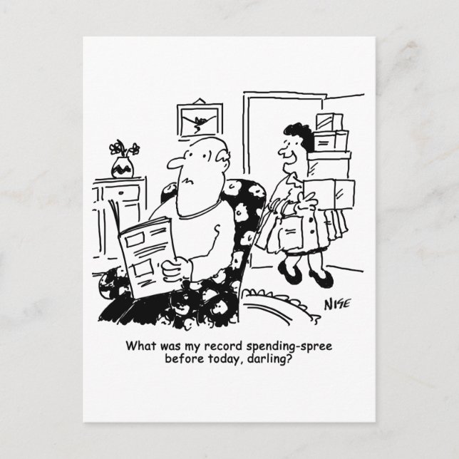 Carte Postale Voyage shopping. Enregistrez les dépenses. Dépasse (Devant)