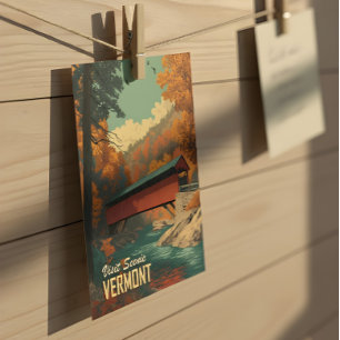 Carte Postale Voyage sur le pont couvert vintage du Vermont