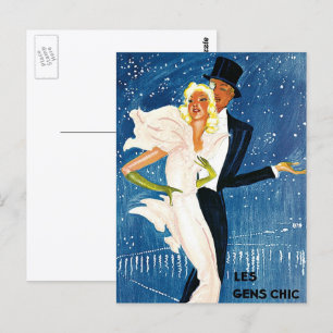 Carte Postale Voyage Vintage, Amour Romantique Hiver à Monte Car