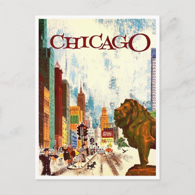 Carte postale voyage vintage de Chicago (Devant)
