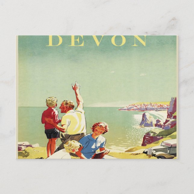 Carte Postale Voyage vintage de Devon (Devant)