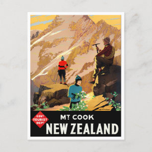 Carte Postale Voyage vintage du Mont Cook Nouvelle-Zélande