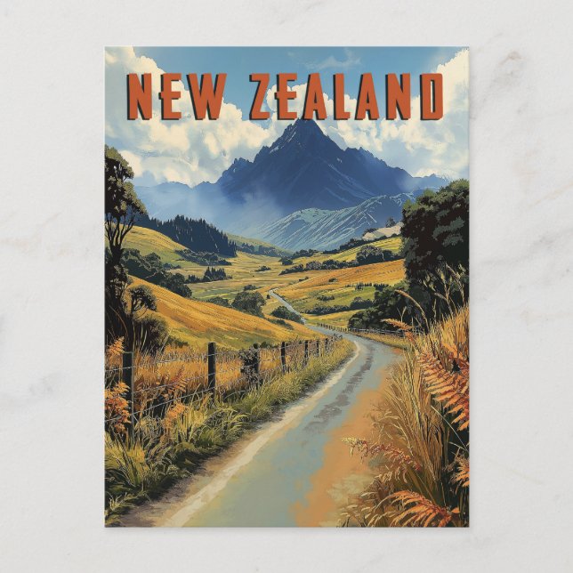 Carte Postale Voyage vintage en Nouvelle-Zélande  (Devant)