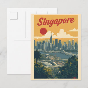 Carte Postale Voyage Vintage Singapour jardins de la baie cadeau