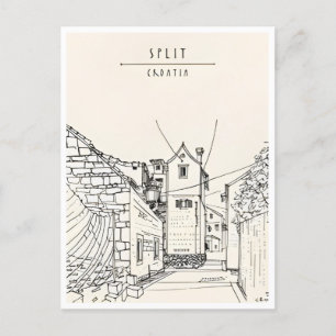 Carte Postale voyage vintage Split Croatie tourisme rétro