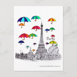 Carte Postale Voyager avec des parapluies