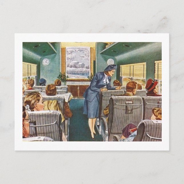 Carte Postale Voyager dans le style, Voiture de train de voyageu (Devant)
