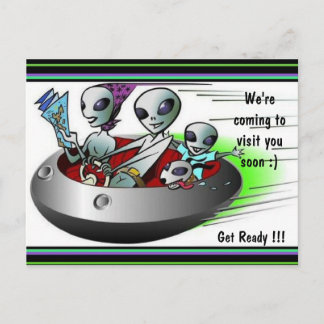 Carte Postale Voyageurs Aliens venus rendre visite