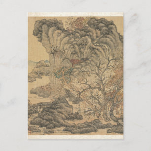 Carte Postale Voyageurs dans un paysage d'automne par Chen Hongs
