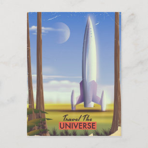 Carte Postale Voyagez dans l'univers de l'art spatial rétro.