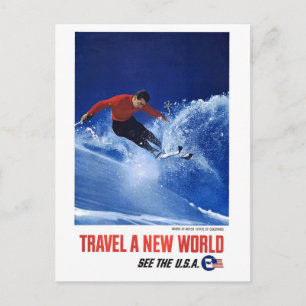 Carte Postale Voyagez dans un nouveau monde - Voir les États-Uni