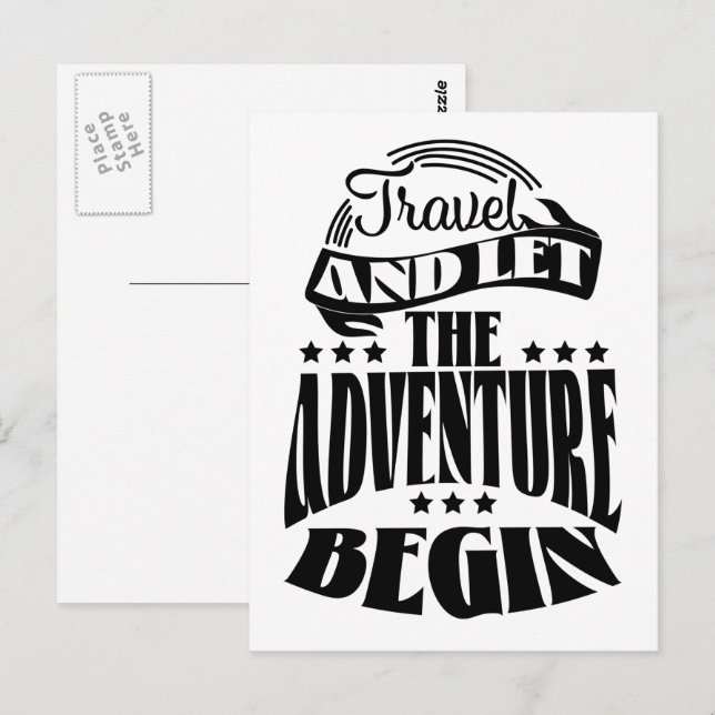 Carte Postale Voyagez et laissez l'aventure commencer (Devant / Derrière)