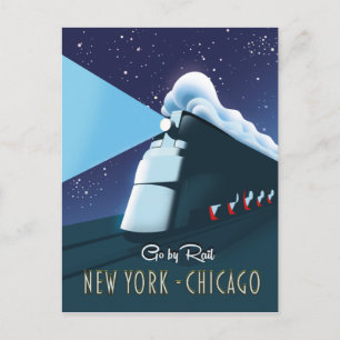 Carte Postale "Voyagez par rail" New York - Chicago