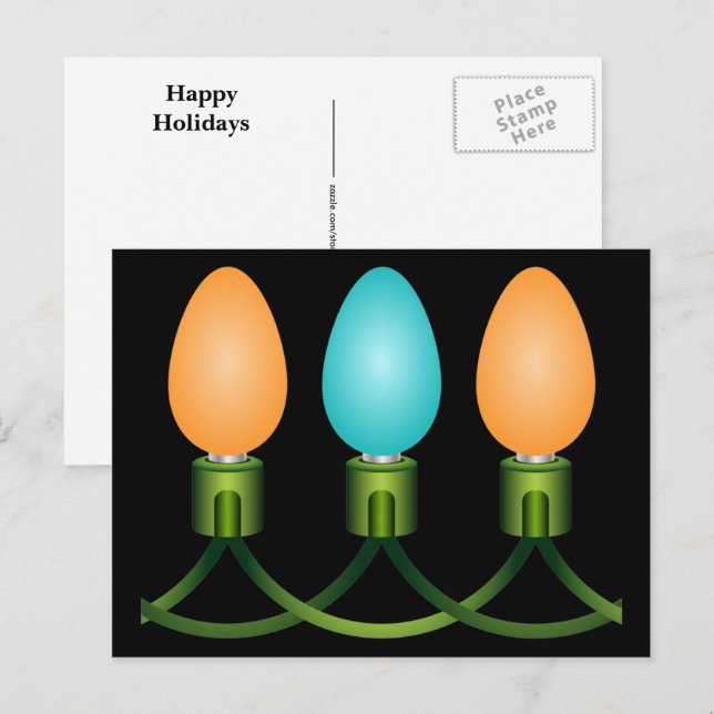 Carte Postale Voyants de Noël trio orange et bleu (Devant / Derrière)