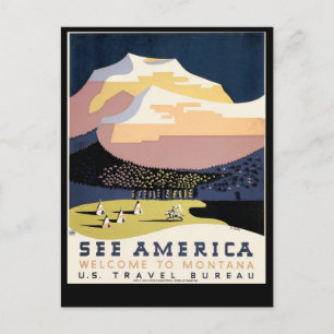 Carte Postale Voyez l'Amérique ~ Bienvenue au Montana