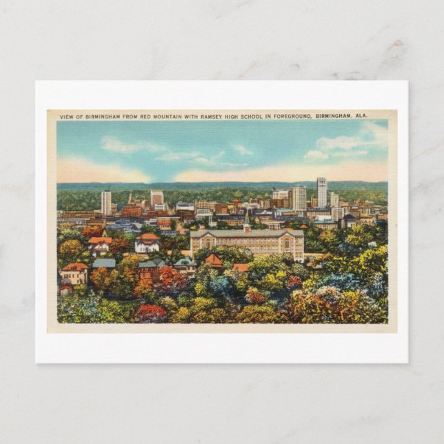 Carte Postale Vue aérienne de Birmingham, Alabama, Vintage (Devant)