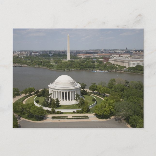 Carte Postale Vue aérienne de Jefferson et Washington Memorial (Devant)