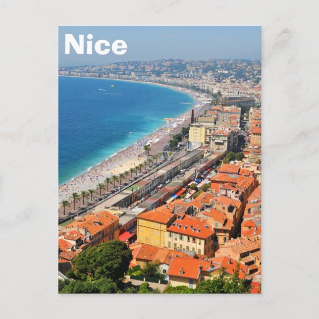 Carte Postale Vue aérienne de la Côte d'Azur à Nice, France (Devant)