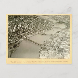 Carte Postale Vue aérienne de Portland, OR - 1922