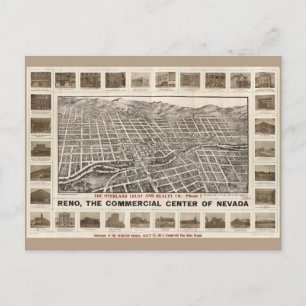 Carte Postale Vue aérienne de Reno, Nevada (1907)