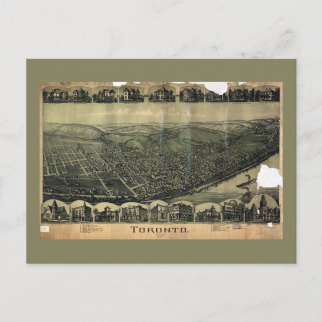 Carte Postale Vue aérienne de Toronto, Ohio (1899) (Devant)