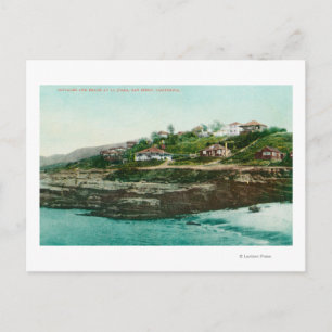Carte Postale Vue aérienne des chalets et de la plage à la Jolla